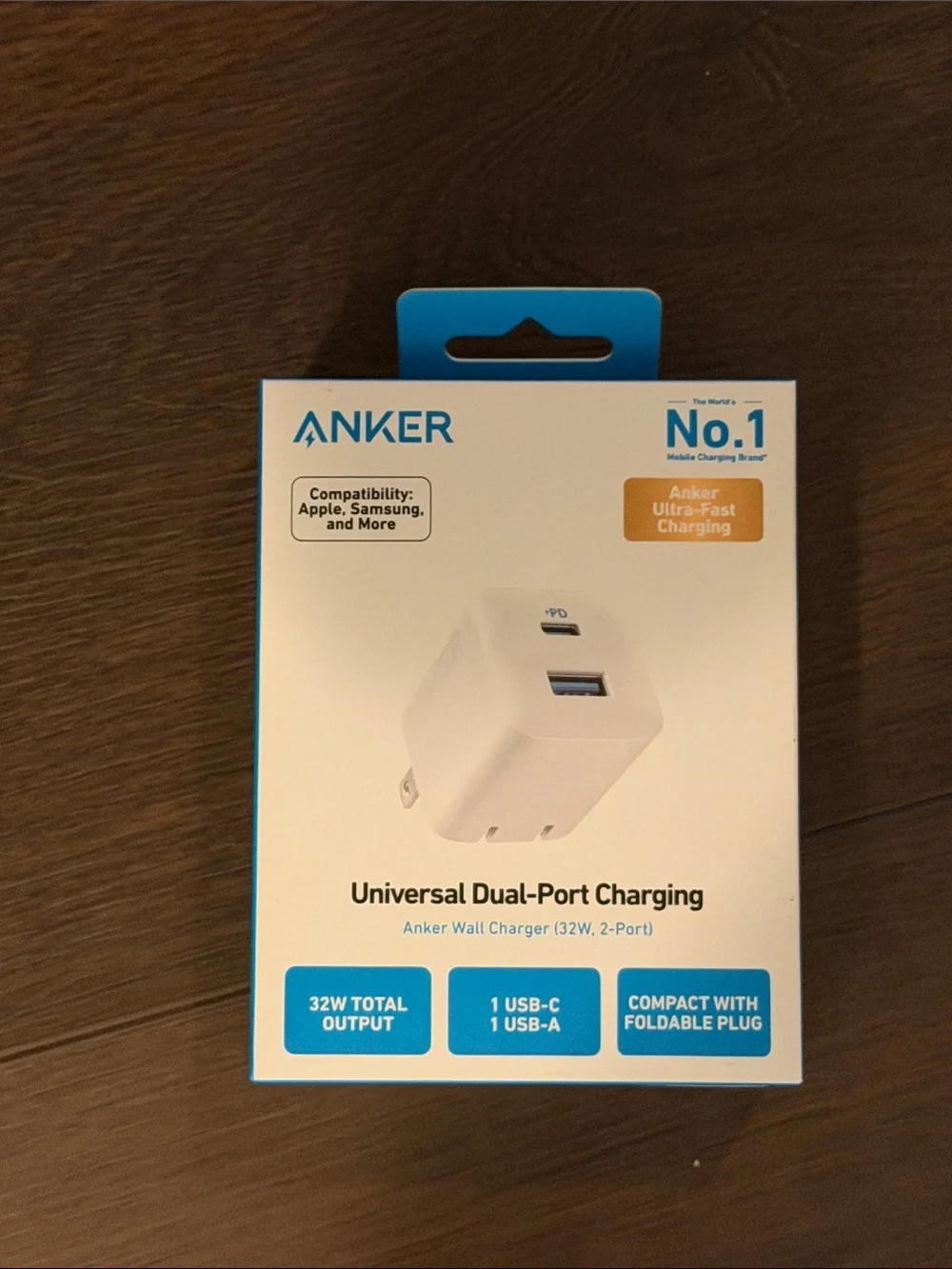 Anker White Dual-Port USB-C + USB-A Wall Charger